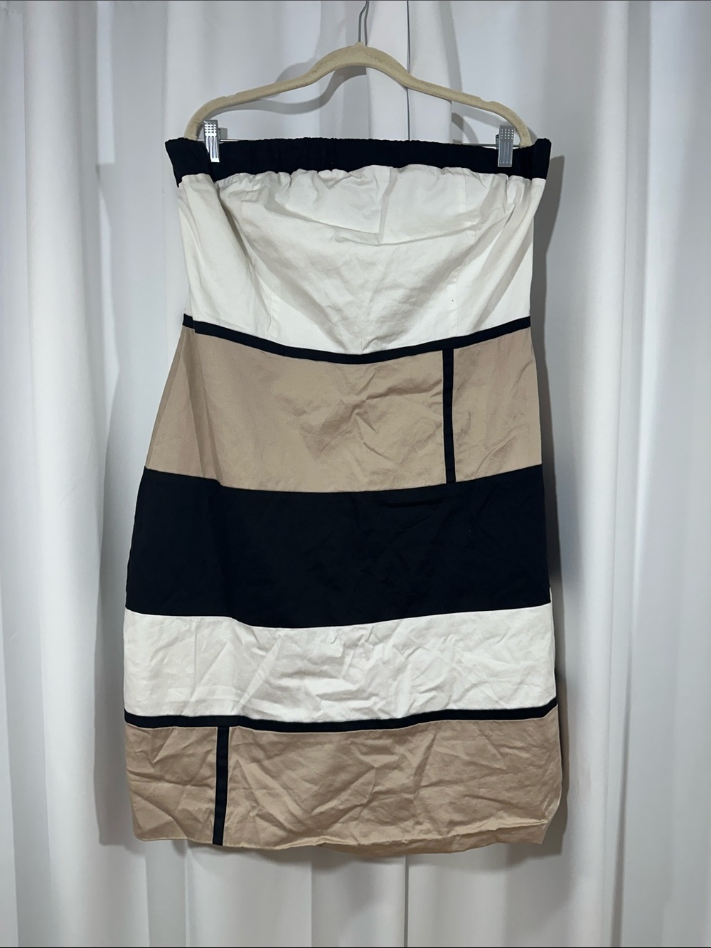 Ashley Stewart Colorblock Strapless Dress Size 16W Plus Size Cotton Stretch